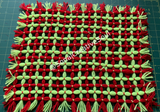Traditional Green Red Cross Flowers Hand Made Rug