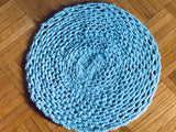 Crochet Mandala Light Blue Hand Made Home Decor Crochet Rug