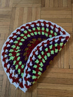 Crochet Mandala Maroon Orange Green Hand Made Home Decor Crochet Rug