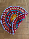 Crochet Mandala Colorful Orange Yellow Red Blue Hand Made Home Decor Crochet Rug