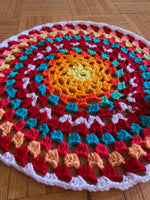 Crochet Mandala Colorful Orange Yellow Red Blue Hand Made Home Decor Crochet Rug