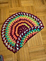 Crochet Mandala Colorful Red Orange Green Hand Made Home Decor Crochet Rug