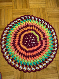 Crochet Mandala Colorful Red Orange Green Hand Made Home Decor Crochet Rug