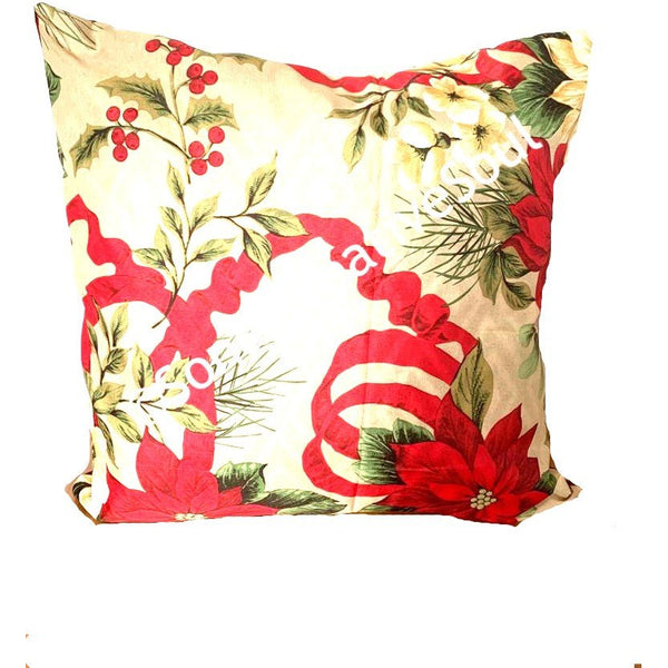 18x18 Christmas Red Floral Envelope Pillow Cover | SonalCreativeSoul.