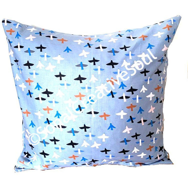 18x18 Blue Sky Birds Envelope Pillow Cover | SonalCreativeSoul.
