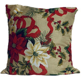 18x18 Red Biege Christmas Floral Envelope Pillow Cover | SonalCreativeSoul.