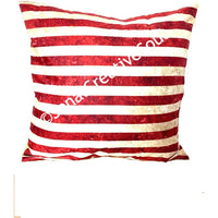 18x18 Holiday Golden and Red Stripes Envelope Pillow Cover | SonalCreativeSoul.