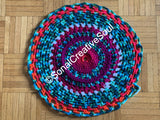 Crochet Mandala Pink Purple Green Hand Made Home Decor Crochet Rug