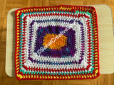 Crochet Square Colourful Yellow Red Purple Hand Made Home Decor Crochet Rug