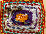 Crochet Square Colourful Yellow Red Purple Hand Made Home Decor Crochet Rug
