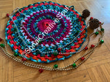 Crochet Mandala Pink Purple Green Hand Made Home Decor Crochet Rug
