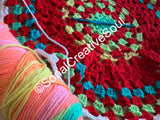 Crochet Mandala Red Green Yellow Hand Made Home Decor Crochet Rug