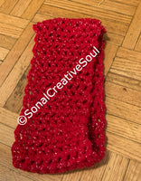 Crochet Handwoven Red Sparkling Head Band