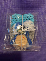 Crochet Handwoven Blue White Smartphone cover with drawstring bag