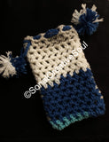 Crochet Handwoven Blue White Smartphone cover with drawstring bag