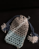 Crochet Handwoven Blue White Smartphone cover with drawstring bag