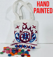 Red Blue Kids Soccer Football Shoes Hand Painted Canvas Tote Bag | SonalCreativeSoul.