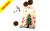 Green Christmas Tree Hand Painted Canvas Tote Bag | SonalCreativeSoul.