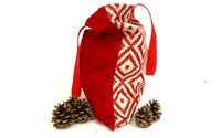 Red White Geometric Shopping Bag Handmade In Canada | SonalCreativeSoul.