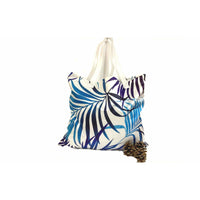Blue White Tropical Beach Leaves Shopping Tote Bag Handmade In Canada | SonalCreativeSoul.