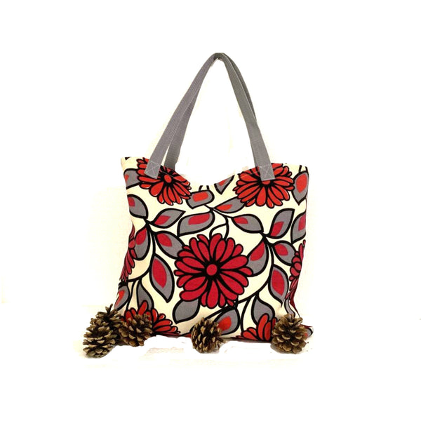 Red White Shopping Bag Handmade In Canada | SonalCreativeSoul.