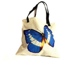 Blue Butterfly Shopping Tote Bag Handmade In Canada | SonalCreativeSoul.