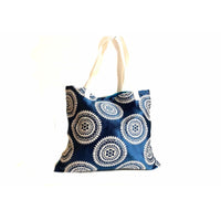 Blue White Festive Shopping Bag Handmade In Canada | SonalCreativeSoul.