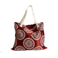 Red White Festive Shopping Bag Handmade In Canada | SonalCreativeSoul.