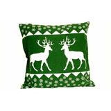 18x18 Green White Decorative Holiday Reindeer Pillow Cover | SonalCreativeSoul.