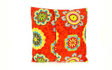 18x18 Red Yellow Pillow Floral Envelope Cover | SonalCreativeSoul.