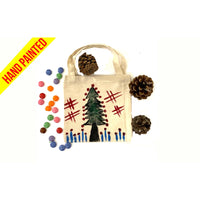 Green Christmas Tree Hand Painted Canvas Tote Bag | SonalCreativeSoul.