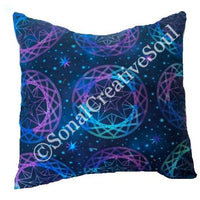 14x14 Blue Purple Green Space Circles Print Envelope Pillow Cover | SonalCreativeSoul.