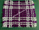 Traditional Purple White Checker Pattern Flowers Hand Made Rug