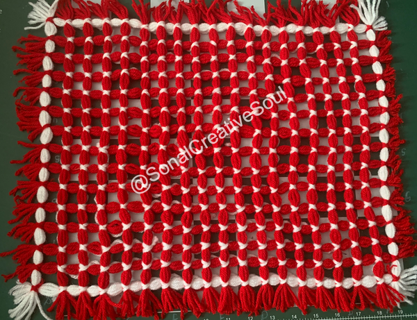 Traditional Red Stripes Flowers Hand Woven Rug
